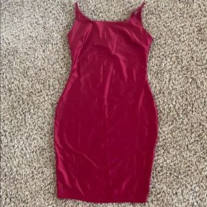 Maroon Satin Slip Dress